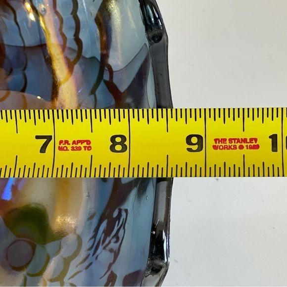 Vintage Indiana Glass Iridescent Blue Harvest Grape Footed Fruit Bowl 12 3/8” - Picture 12 of 12